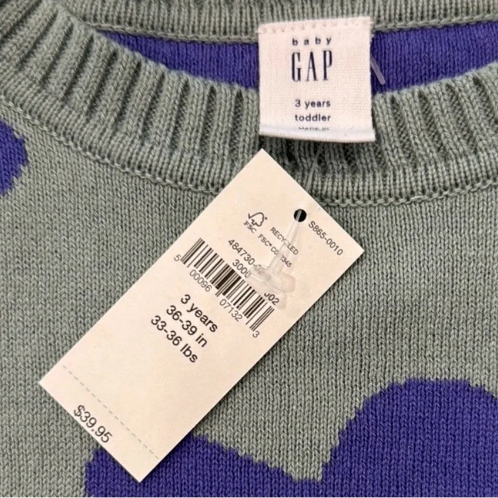 Baby GAP Floral Sweater | Size 3T | NWT Purple Flower Knit Pullover